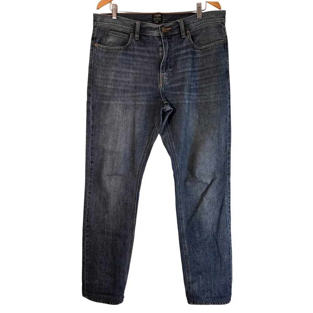 J. Crew The Sutton Mens 34(32)x34(36) Straight Leg‎ Blue Wash Denim Jeans READ